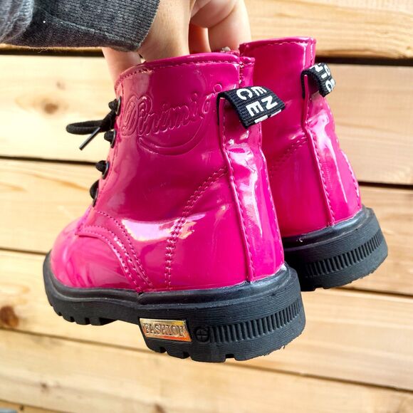 Hot Pink Patent Combat Boots, US Toddler 8.5 / 9 - Picture 4 of 6